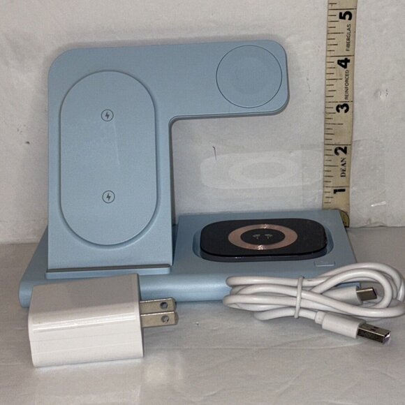 NIB A80, 3 in 1 Wireless Charger Night Light, White, Phone, Watch And Earbud - Picture 3 of 3